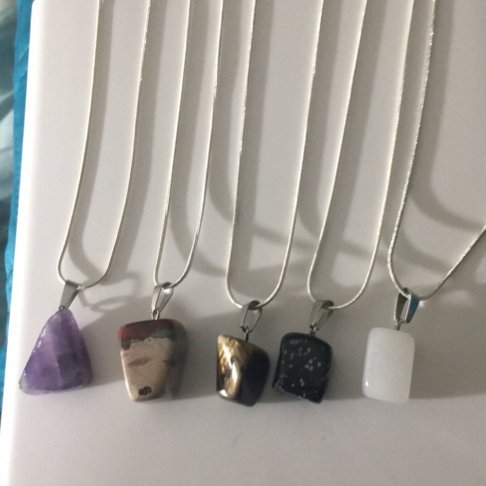Healing stones on sterling silver plated chain